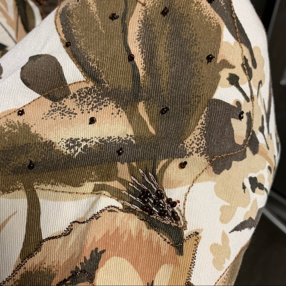 CHICO’s DESIGN FLORAL BEADED  EARTH TONE COLOR JACKET SIZE 1/M8 - Picture 7 of 12